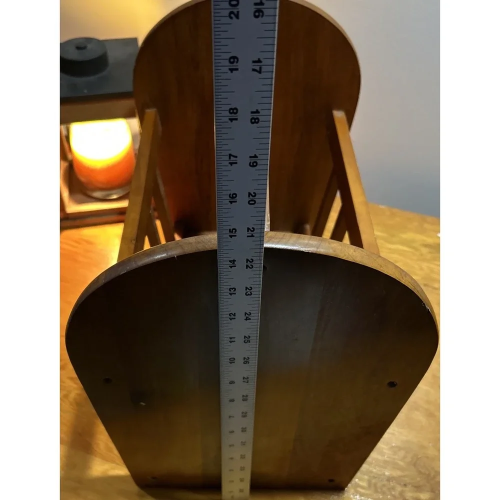 Vintage Large Oak Magazine Rack  Country Cottage 60s 70s Oversized 17x19.5